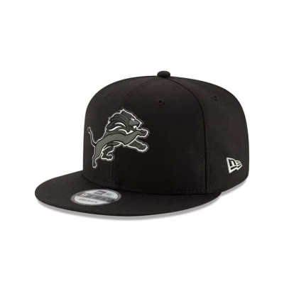 Black Detroit Lions Hat - New Era NFL 9FIFTY Snapback Caps USA4017923